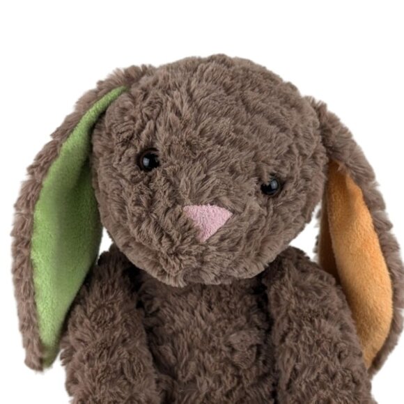 Brown Bunny Rabbit Plush 14" Easter Stuffed Animal Toy Color Block Ears Paws - Picture 2 of 9
